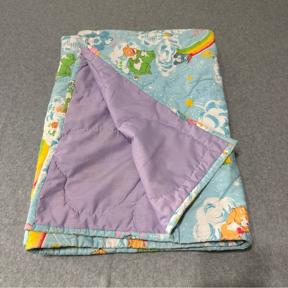 Care Bears Reversible Blanket Tender Heart Birthday Bear 42” X 57” Vintage - Picture 9 of 10